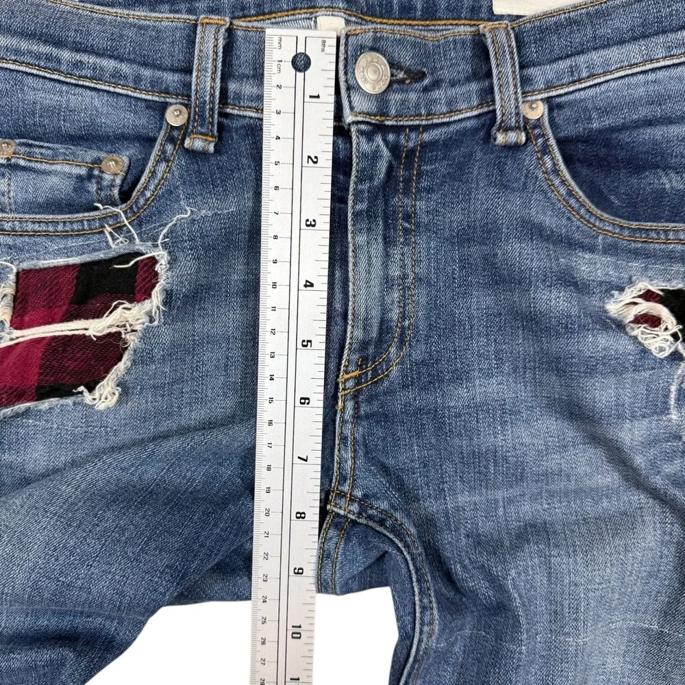 Rag &‎ Bone JEAN Skinny Distressed Plaid Patch Jeans W1502K520 Sloane PLD 27